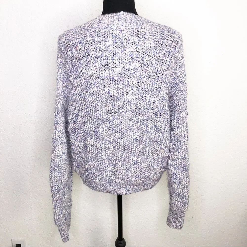 Pistola Lorena purple white confetti wool alpaca blend button cardigan Small